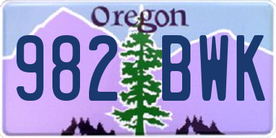 OR license plate 982BWK