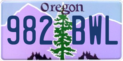 OR license plate 982BWL