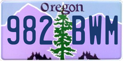 OR license plate 982BWM