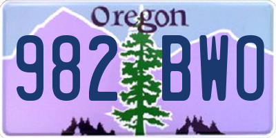 OR license plate 982BWO