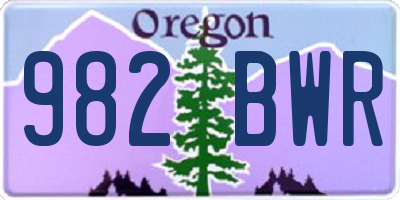 OR license plate 982BWR