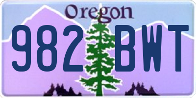 OR license plate 982BWT