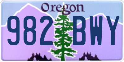 OR license plate 982BWY