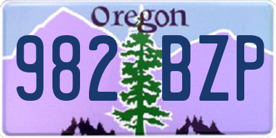 OR license plate 982BZP