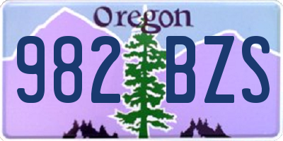 OR license plate 982BZS
