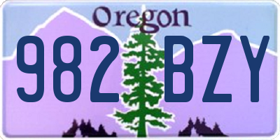 OR license plate 982BZY