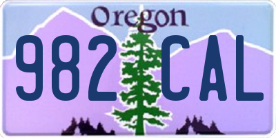 OR license plate 982CAL