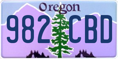 OR license plate 982CBD