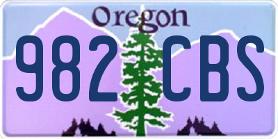 OR license plate 982CBS