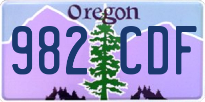OR license plate 982CDF