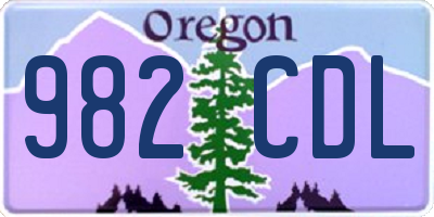 OR license plate 982CDL