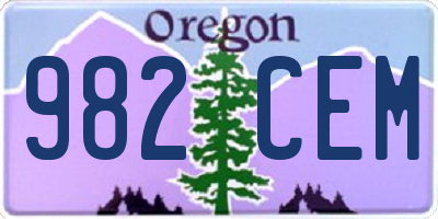OR license plate 982CEM