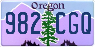 OR license plate 982CGQ