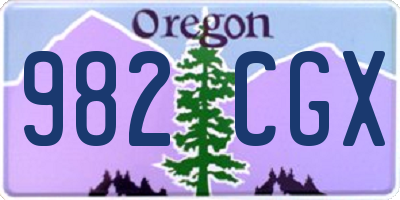 OR license plate 982CGX