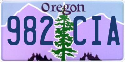 OR license plate 982CIA