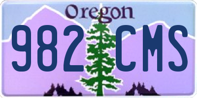 OR license plate 982CMS