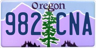 OR license plate 982CNA