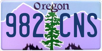 OR license plate 982CNS