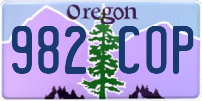 OR license plate 982COP