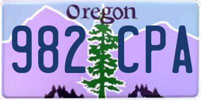 OR license plate 982CPA