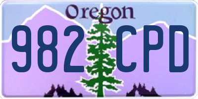OR license plate 982CPD
