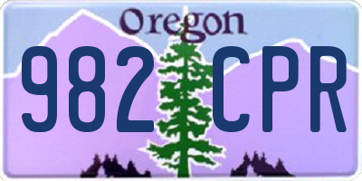 OR license plate 982CPR