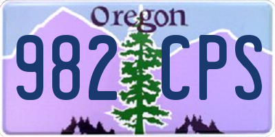 OR license plate 982CPS