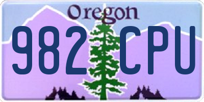 OR license plate 982CPU