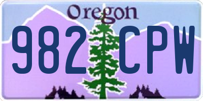 OR license plate 982CPW