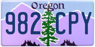 OR license plate 982CPY