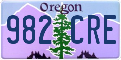 OR license plate 982CRE