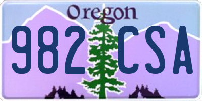 OR license plate 982CSA