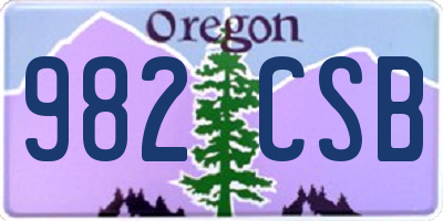 OR license plate 982CSB