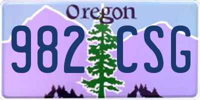OR license plate 982CSG