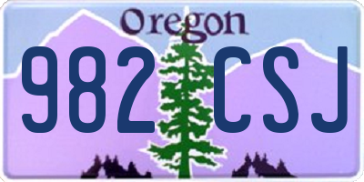 OR license plate 982CSJ
