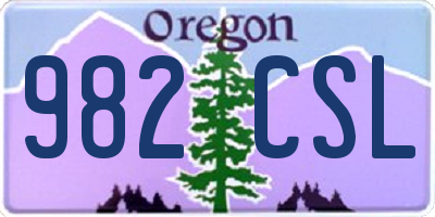 OR license plate 982CSL