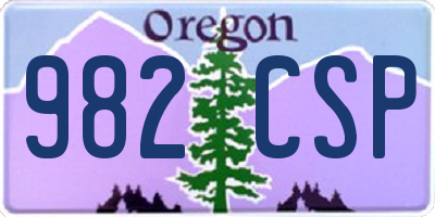 OR license plate 982CSP