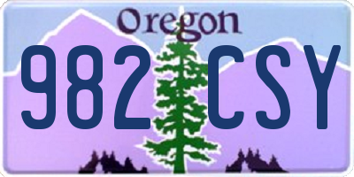 OR license plate 982CSY