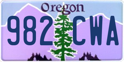 OR license plate 982CWA