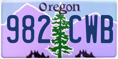 OR license plate 982CWB