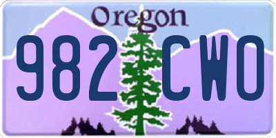 OR license plate 982CWO