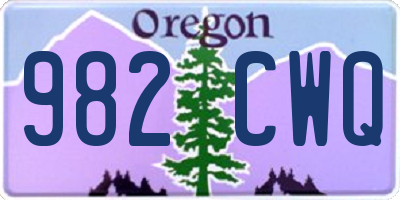 OR license plate 982CWQ