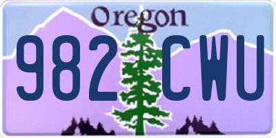 OR license plate 982CWU
