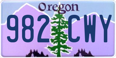 OR license plate 982CWY