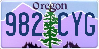 OR license plate 982CYG