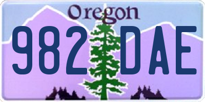 OR license plate 982DAE