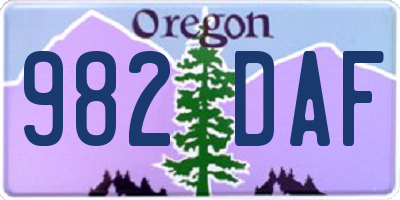 OR license plate 982DAF