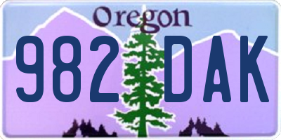 OR license plate 982DAK