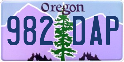 OR license plate 982DAP