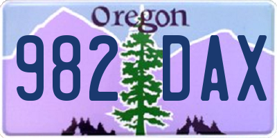 OR license plate 982DAX